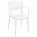 Facelift First 32.3 x 17.7 x 21 in. Lisa Outdoor Dining Arm Chair White, 2PK FA2845388